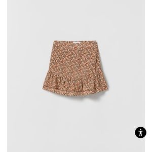 Zara girls ruffled floral skort - taupe brown size 11-12